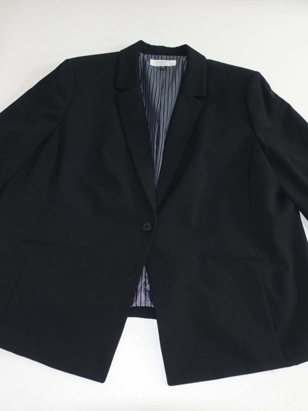 Tahari Arthur S. Levine Women's 1 Button Blazer Jacket Size 24W Black Suit ASL